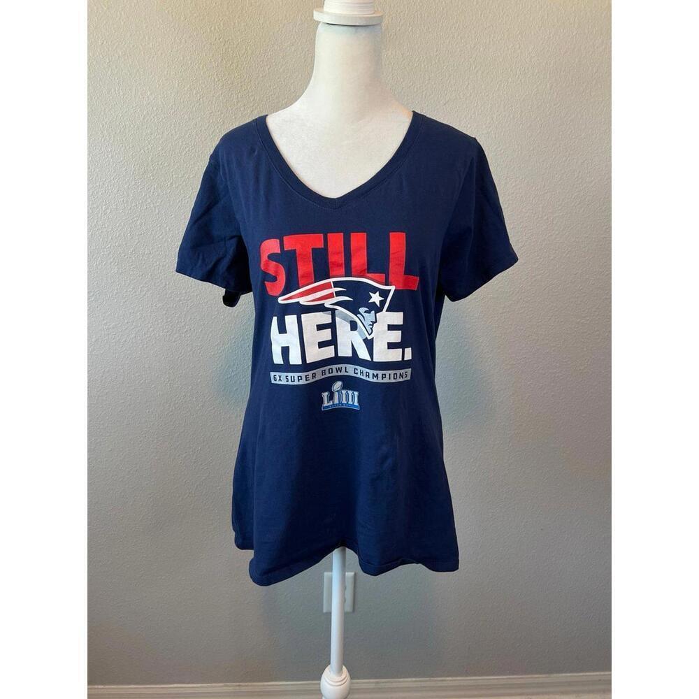 Fanatics NFL NE Patriots Superbowl Graphic TShirt Blue Size Large *Flaw
